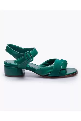 Nappa leather and suede sandals with interlaced bands