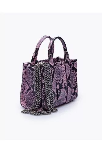 The Python Tote Bag Micro - Python print leather bag