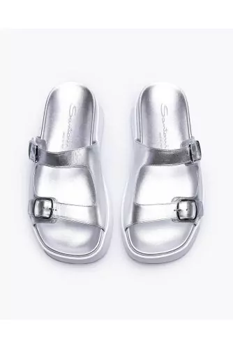 Nappa leather mules with buckle straps