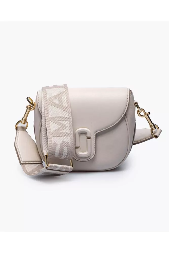 Marc Jacobs The Small Saddle Bag White cream leather half moon bag with adjustable strap in jacquard fabric for women
