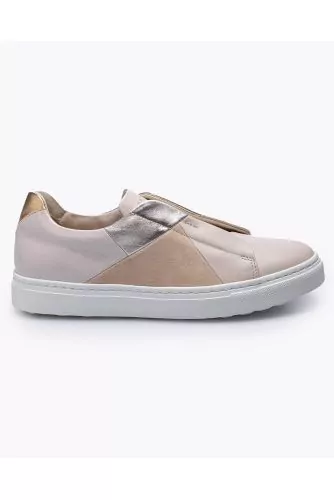 Suede and leather sneakers with patchwork design
