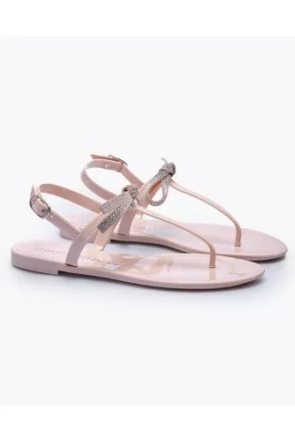 Jelly - PVC thong sandals with knot covered with Swarovsky stones