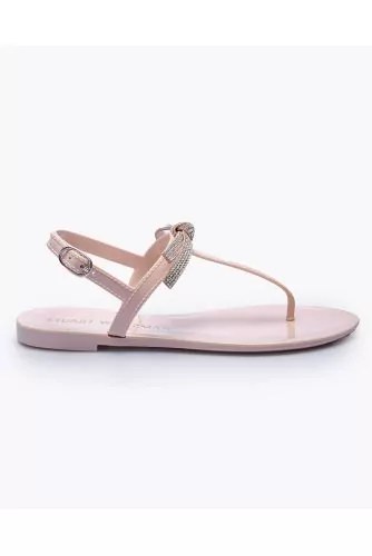 Jelly - PVC thong sandals with knot covered with Swarovsky stones