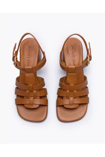 Medusa style sandals in grained leather with adjustable buckle 55