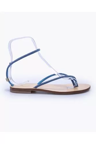 Sandale Moda Positano bleu, entredoigt, talon 10, semelle cuir