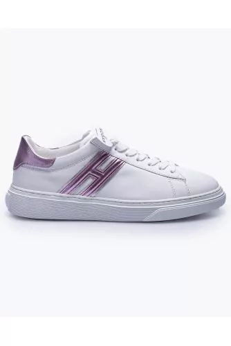 Cassetta - leather sneakers with contrasting H and buttress