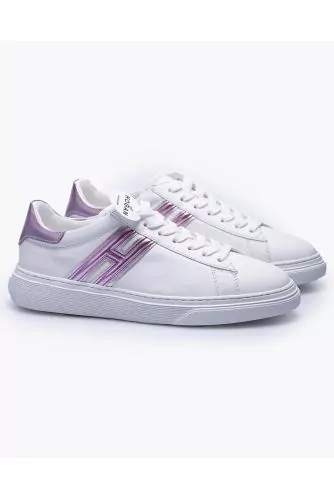 Cassetta - leather sneakers with contrasting H and buttress