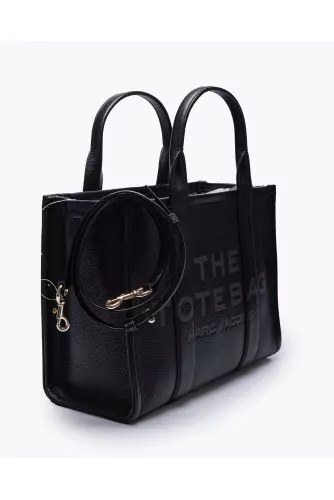 The Tote Bag Small - Sac en cuir grainé avec logo et bandoulière