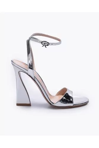 Mirror effect leather sandals with sculpted heel 105