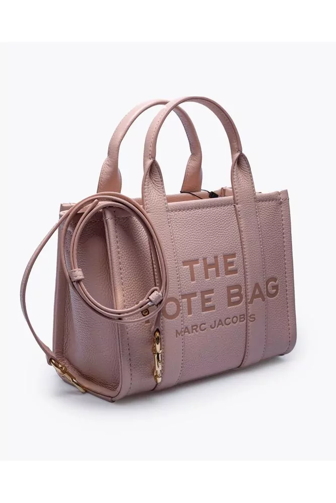 Marc Jacobs The Tote Bag Mini Sac rose pastel en cuir de veau grainé avec bandoulière et