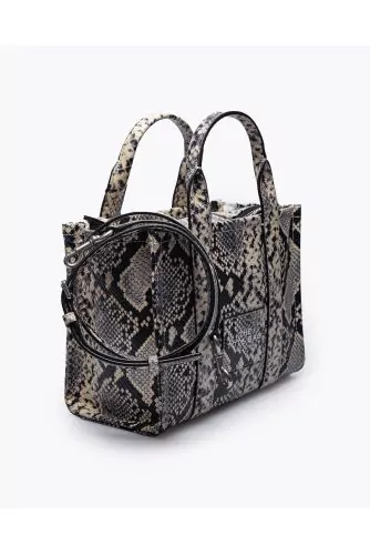 The Python Tote Bag Mini - Sac en cuir grainé avec imprimé python