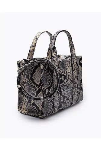 The Python Tote Bag Mini - Grained leather bag with python print