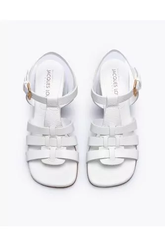 Medusa style sandals in grained leather with adjustable buckle 55