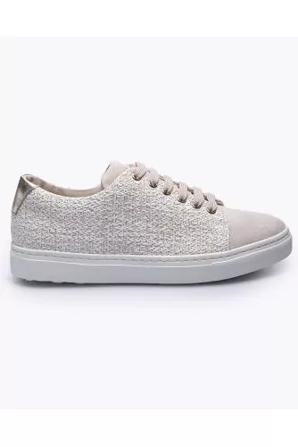 Leather and tweed sneakers