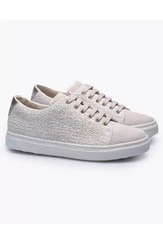 Leather and tweed sneakers