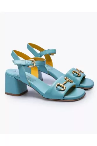 Nappa leather sandals with bit band and adjustable strap 55