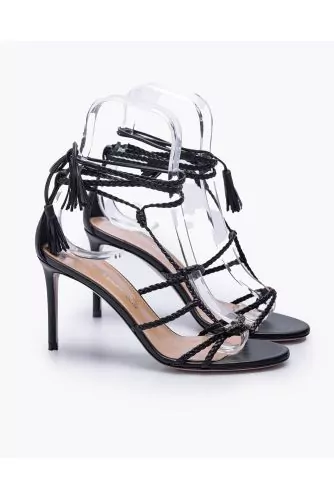 Nappa leather sandals with asymmetrical braided straps 85