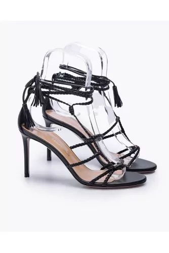 Sandales en cuir nappa avec brides tressées asymétriques 85