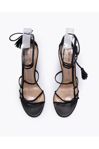 Nappa leather sandals with asymmetrical braided straps 85