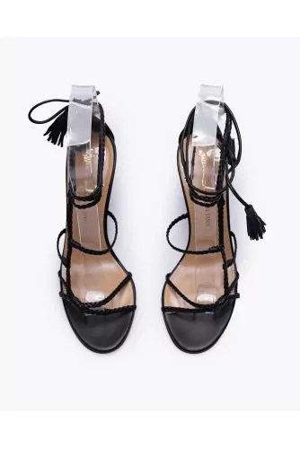 Sandales en cuir nappa avec brides tressées asymétriques 85