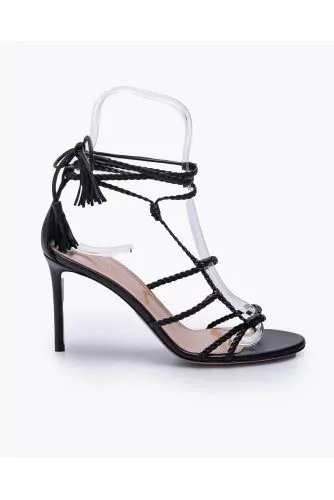 Nappa leather sandals with asymmetrical braided straps 85