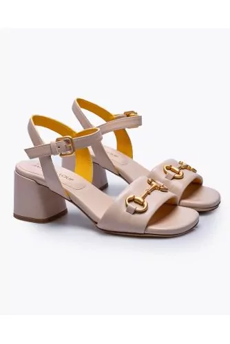 Nappa leather sandals with bit band and adjustable strap 55