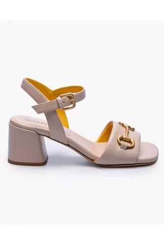 Nappa leather sandals with bit band and adjustable strap 55