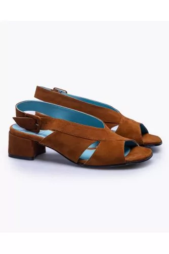 Suede sandals with bands and back strap 45