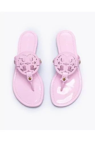 Miller - Leather flip flops with center logo