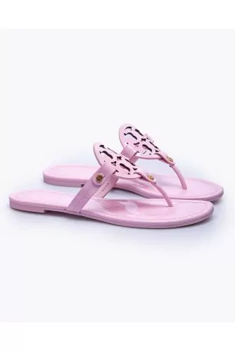 Miller - Leather flip flops with center logo