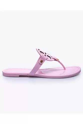 Miller - Leather flip flops with center logo