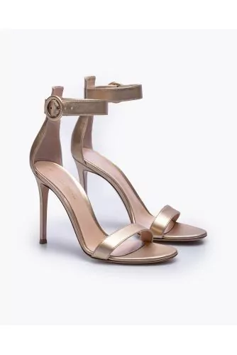Portofino - Metallic leather sandals with band and buckle 105