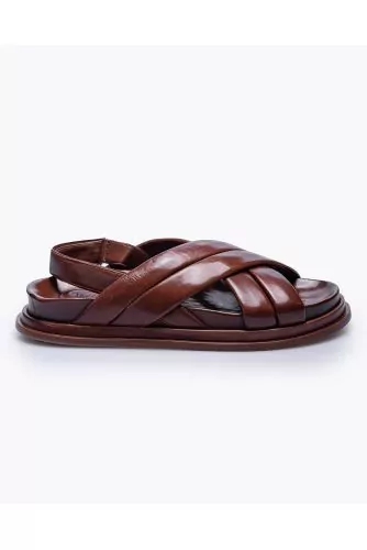 Nappa leather sandals with crossed bands and back strap