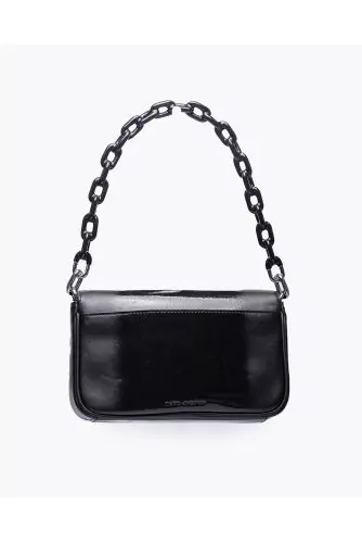 J-Marc Leather Patent Shoulder Bag - Sac en cuir vernis avec bandoulière