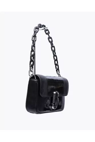 J-Marc Leather Patent Shoulder Bag - Sac en cuir vernis avec bandoulière