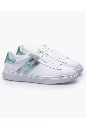 Cassetta - leather sneakers with contrasting H and buttress