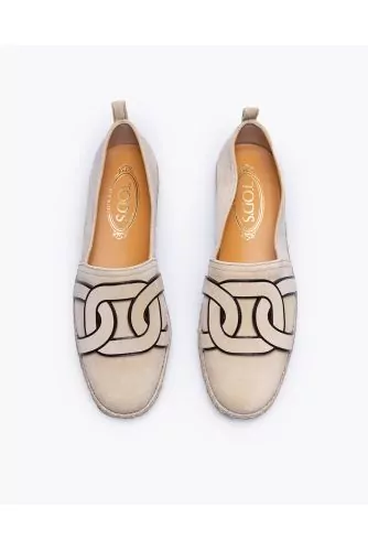 Split leather espadrilles shoes with leather link design