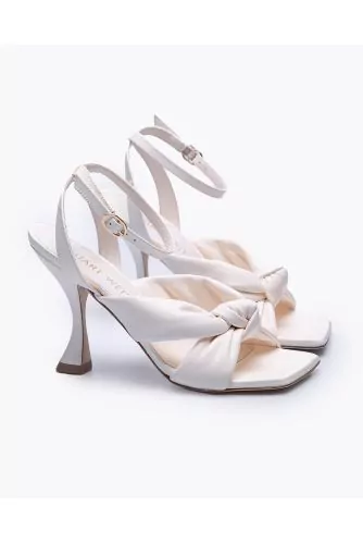 Heeled leather sandals with knotted straps 100