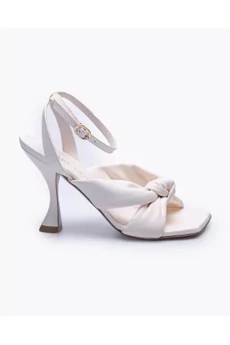 Heeled leather sandals with knotted straps 100