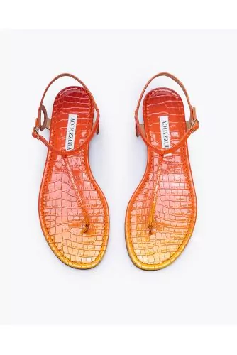 Almost Bare Foot - Crocodile print leather slingback sandals