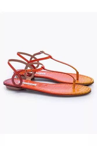 Almost Bare Foot - Crocodile print leather slingback sandals