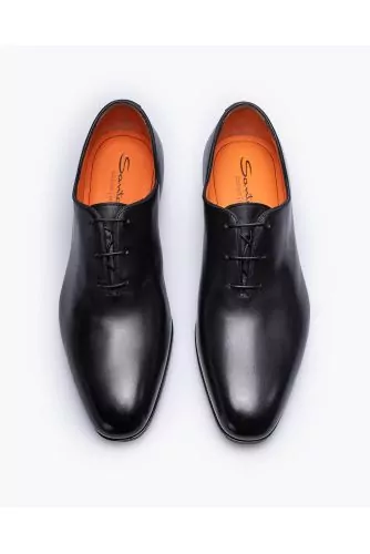 Patina leather oxford shoes with three holes