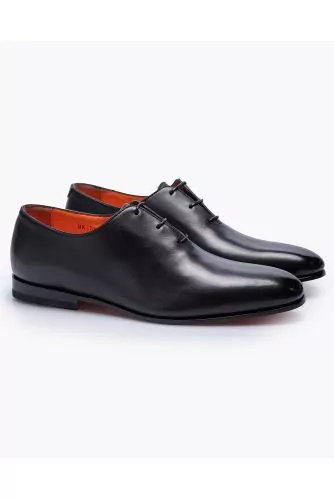 Patina leather oxford shoes with three holes