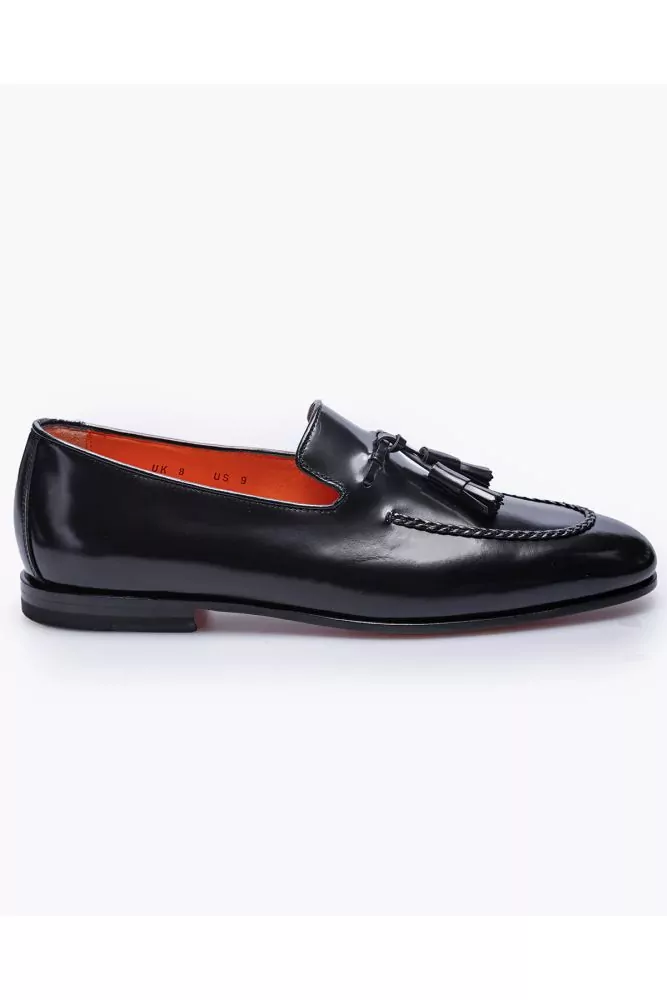 Glazed leather loafers with tassels