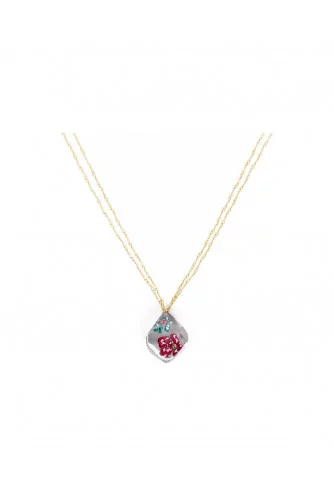 Collier Marni fleurs black cherry