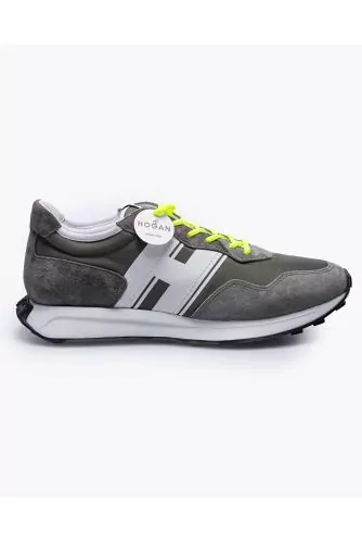 H601 Running - Split leather sneakers with contrasting H