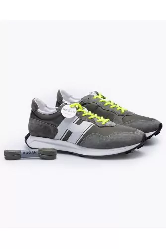 H601 Running - Split leather sneakers with contrasting H