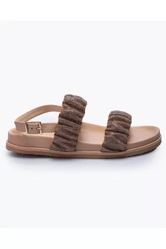 Sandales plates en cuir avec strass