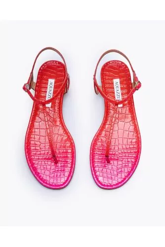 Almost Bare foot - Crocodile print leather slingback sandals