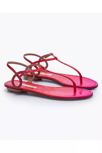 Almost Bare foot - Crocodile print leather slingback sandals